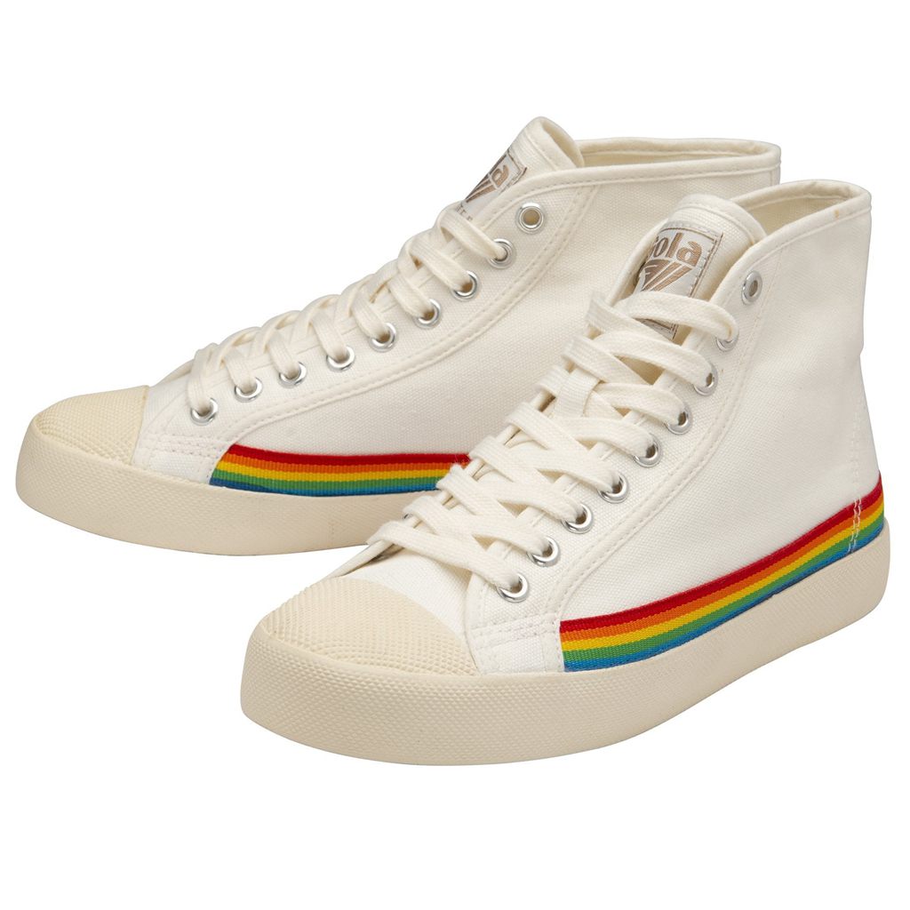 Gola Vegan Classics Coaster High Rainbow Drop Shoes Fehér Hungary | DOU-569782