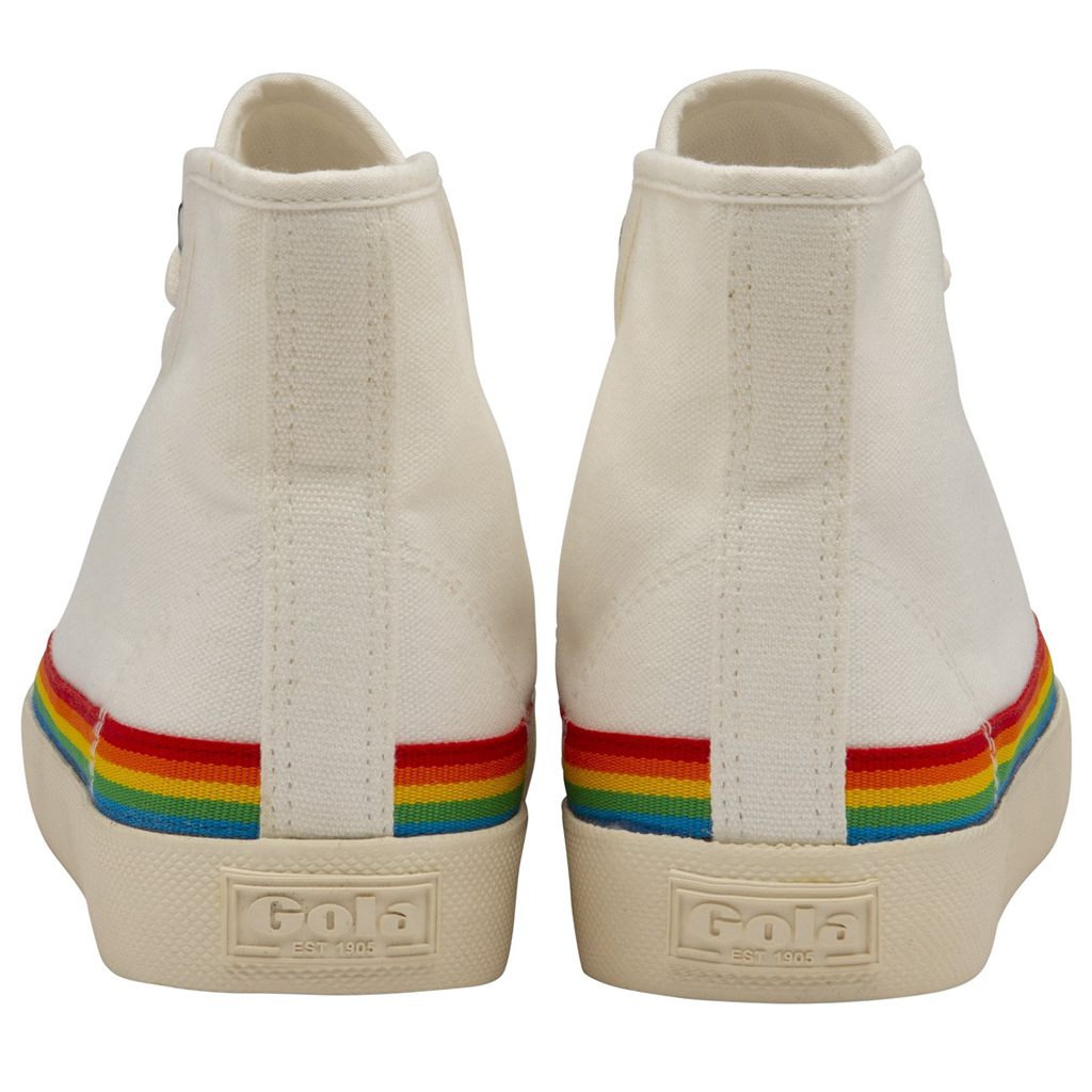 Gola Vegan Classics Coaster High Rainbow Drop Shoes Fehér Hungary | DOU-569782