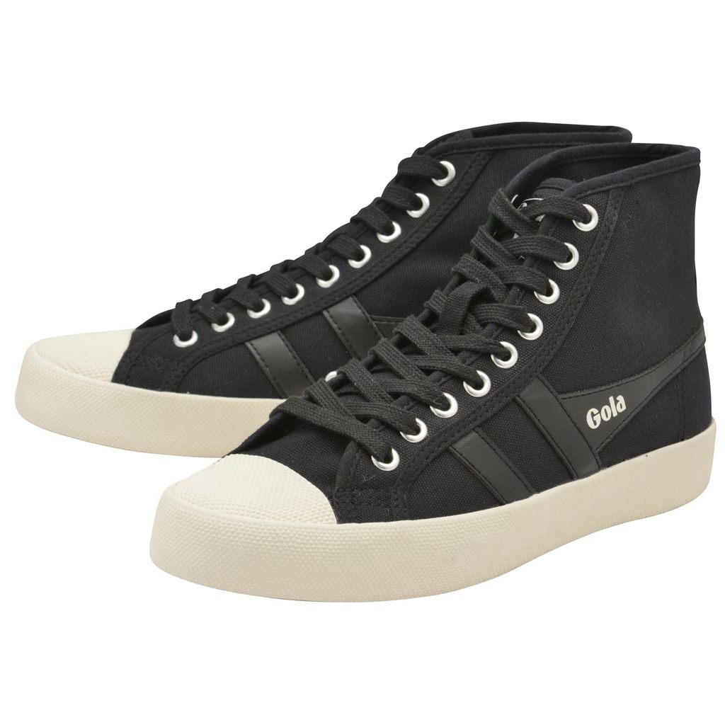 Gola Vegan Classics Coaster High Sneakers Fekete Fehér Hungary | EQV-807539