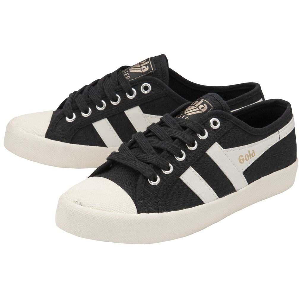 Gola Vegan Classics Coaster Shoes Fekete Fehér Arany Hungary | IJT-325814