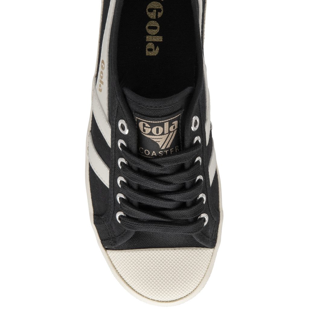 Gola Vegan Classics Coaster Shoes Fekete Fehér Arany Hungary | IJT-325814