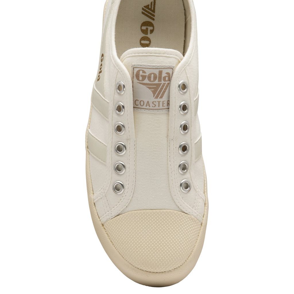 Gola Vegan Classics Coaster Slip Shoes Fehér Fehér Hungary | RAT-359648