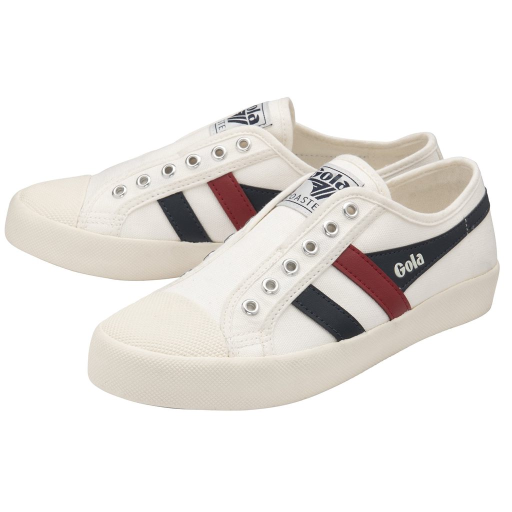 Gola Vegan Classics Coaster Slip Shoes Fehér Sötétkék Piros Hungary | SYO-528741