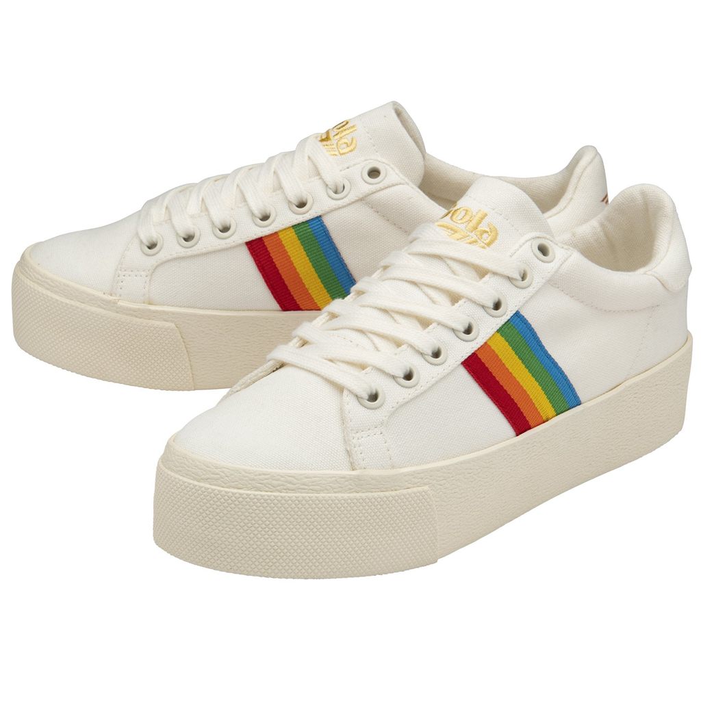 Gola Vegan Classics Orchid Platform Rainbow Shoes Fehér Hungary | JGB-358271