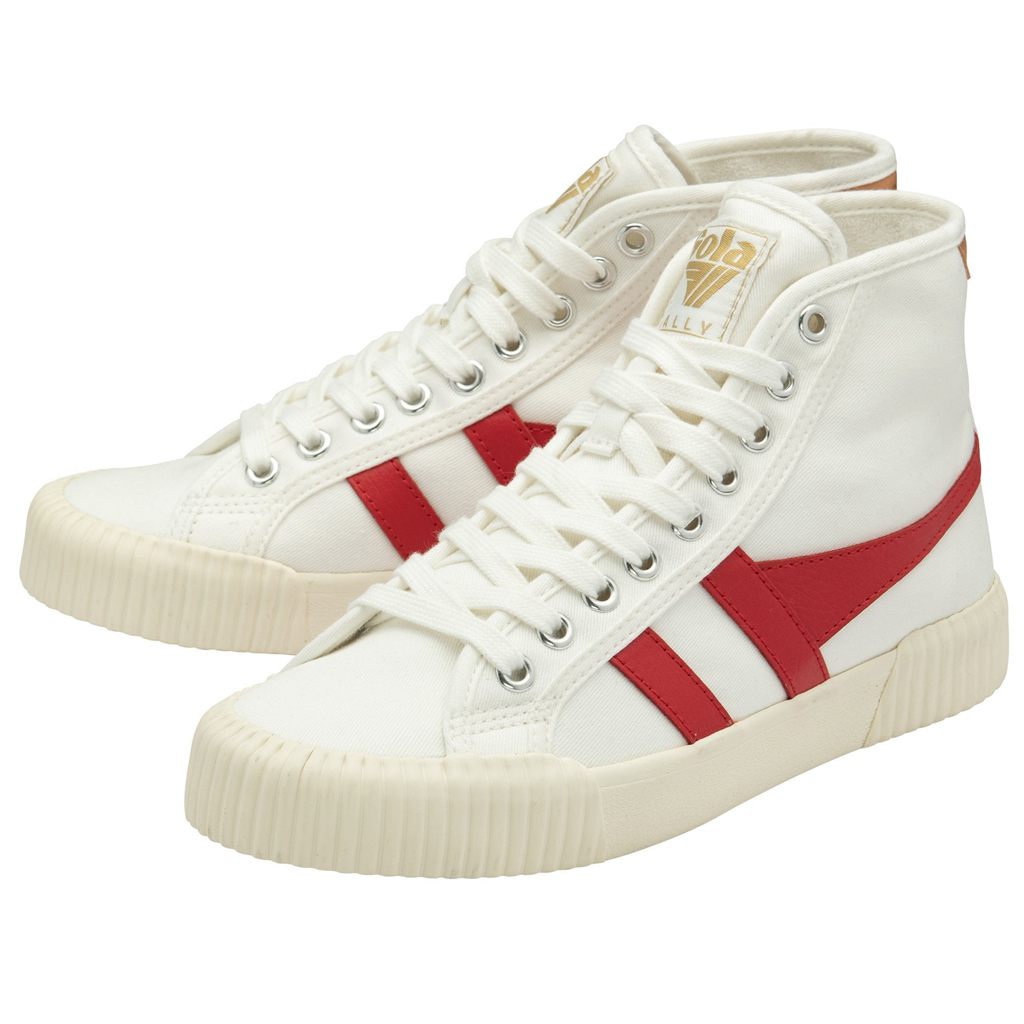 Gola Vegan Classics Rally High Plimsoll Sneakers Fehér Piros Sárgabarack Hungary | ZCK-971426