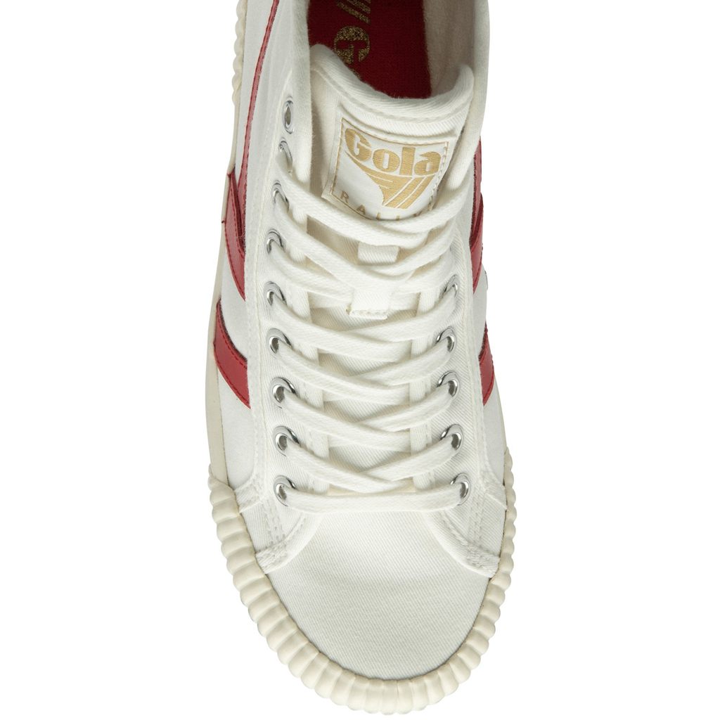 Gola Vegan Classics Rally High Plimsoll Sneakers Fehér Piros Sárgabarack Hungary | ZCK-971426